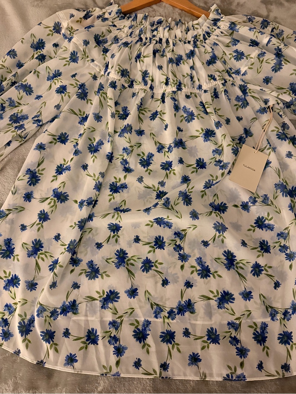 Tularosa Brogan White Mini Dress with Blue Floral Print S - Picture 10 of 13